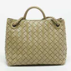 Pre Owned حقيبة يد بوتيغا فينيتا أنديامو جلد إنتريتشياتو أخضر زيتوني صغيرة