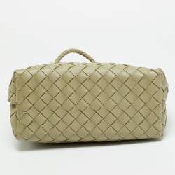 Pre Owned حقيبة يد بوتيغا فينيتا أنديامو جلد إنتريتشياتو أخضر زيتوني صغيرة