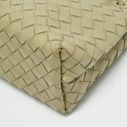 Pre Owned حقيبة يد بوتيغا فينيتا أنديامو جلد إنتريتشياتو أخضر زيتوني صغيرة