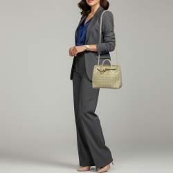 Pre Owned حقيبة يد بوتيغا فينيتا أنديامو جلد إنتريتشياتو أخضر زيتوني صغيرة