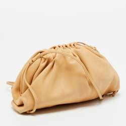 Pre Owned Bottega Veneta The Pouch Mini Beige Leather Bag