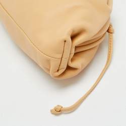 Pre Owned Bottega Veneta The Pouch Mini Beige Leather Bag