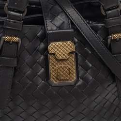 Pre Owned Bottega Veneta Roma Mini Black Intrecciato Leather Tote