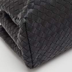 Pre Owned Bottega Veneta Roma Mini Black Intrecciato Leather Tote