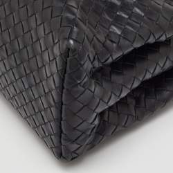 Pre Owned Bottega Veneta Roma Mini Black Intrecciato Leather Tote