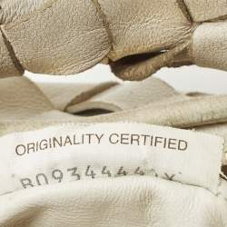 Pre Owned Bottega Veneta Jodie Mini Intrecciato White Leather Hobo