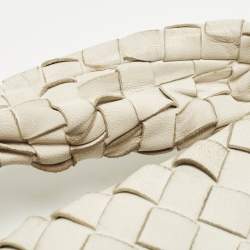 Pre Owned Bottega Veneta Jodie Mini Intrecciato White Leather Hobo