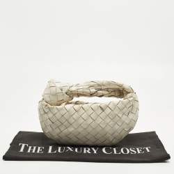 Pre Owned Bottega Veneta Jodie Mini Intrecciato White Leather Hobo