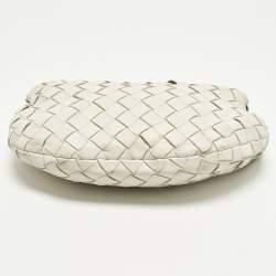 Pre Owned Bottega Veneta Jodie Mini Intrecciato White Leather Hobo