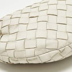 Pre Owned Bottega Veneta Jodie Mini Intrecciato White Leather Hobo