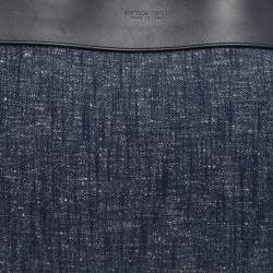 Pre Owned Bottega Veneta Andiamo Large Navy Blue Denim and Leather Tote