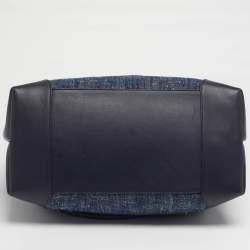 Pre Owned Bottega Veneta Andiamo Large Navy Blue Denim and Leather Tote