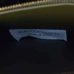 Pre Owned Bottega Veneta Kalimero Città Medium Olive Green Intreccio Suede Shoulder Bag