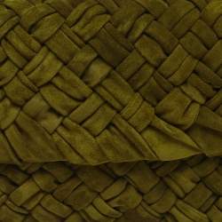 Pre Owned Bottega Veneta Kalimero Città Medium Olive Green Intreccio Suede Shoulder Bag