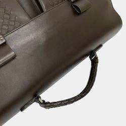 مملوكة مسبقًا Bottega Veneta Brown Intrecciato Trimmed Nappa Business Bag