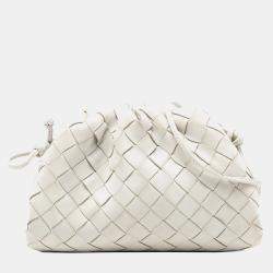 Pre Owned Bottega Veneta White Nappa Intrecciato The Mini Pouch Crossbody