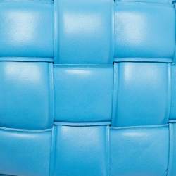 Pre Owned حقيبة كتف بوتيغا فينيتا سلسلة مكتنزة جلد زرقاء كاسيت