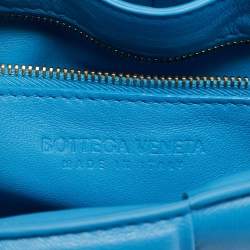 Pre Owned حقيبة كتف بوتيغا فينيتا سلسلة مكتنزة جلد زرقاء كاسيت