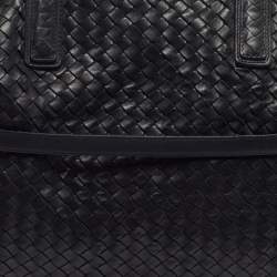 Pre Owned Bottega Veneta Convertible Maxi Black Intrecciato Leather Bag