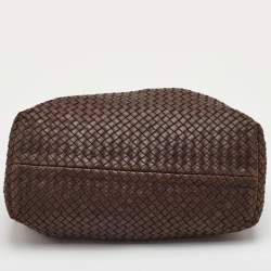 Pre Owned حقيبة يد بوتيغا فينيتا كابات متوسطة جلد انترشياتو أخضر زيتوني