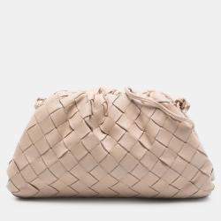 Pre Owned Bottega Veneta Brown Nappa Intrecciato The Mini Pouch Crossbody