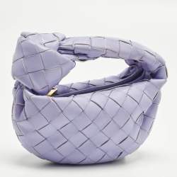 Pre Owned Bottega Veneta Candy Jodie Lilac Intrecciato Leather Bag