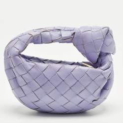 Pre Owned Bottega Veneta Candy Jodie Lilac Intrecciato Leather Bag