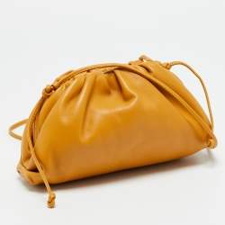 Pre Owned Bottega Veneta The Pouch Mini Tan Leather Bag