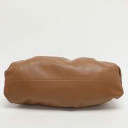 Pre Owned Bottega Veneta The Pouch Brown Leather Clutch