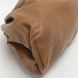 Pre Owned Bottega Veneta The Pouch Brown Leather Clutch