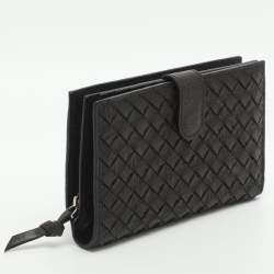Pre Owned Bottega Veneta Dark Brown Intrecciato Leather Bifold Wallet