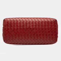 Pre Owned Bottega Veneta Red Mini Nappa Intrecciato Roma Satchel