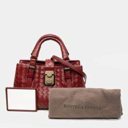 Pre Owned Bottega Veneta Red Mini Nappa Intrecciato Roma Satchel