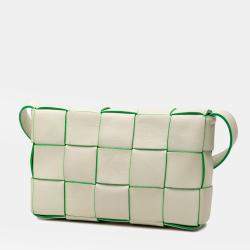 Pre Owned Bottega Veneta White Nappa Intrecciato Cassette Crossbody