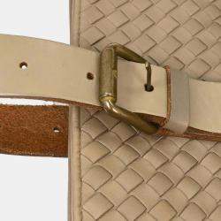 Pre Owned Bottega Veneta Beige Lambskin Intrecciato Tote Bag