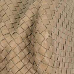 Pre Owned Bottega Veneta Beige Lambskin Intrecciato Tote Bag