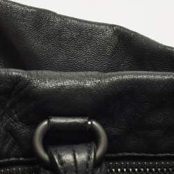 Pre Owned Bottega Veneta Double Zip Detail Black Intrecciato Leather Tote