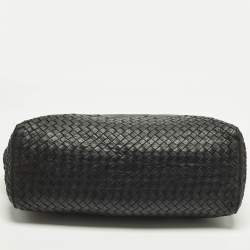 Pre Owned Bottega Veneta Double Zip Detail Black Intrecciato Leather Tote