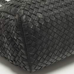 Pre Owned Bottega Veneta Double Zip Detail Black Intrecciato Leather Tote
