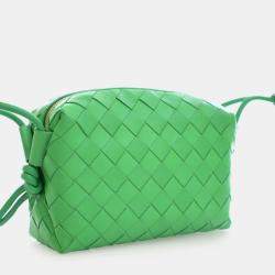 Pre Owned Bottega Veneta Green Mini Lambskin Intrecciato Loop Camera Bag