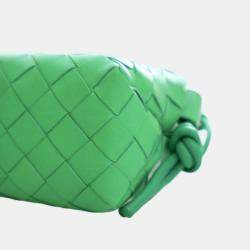 Pre Owned Bottega Veneta Green Mini Lambskin Intrecciato Loop Camera Bag
