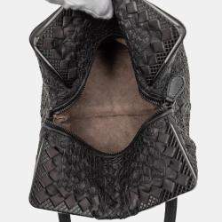 Pre Owned Bottega Veneta Black Nappa Intrecciato Square Handbag
