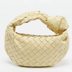 Pre Owned Bottega Veneta Jodie Mini Yellow Intrecciato Leather Hobo