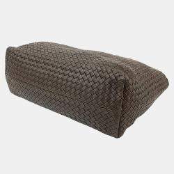 Pre Owned حقيبة بوتيغا فينيتا كابات متوسطة غنم جلد أنترشيو بنية