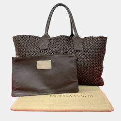 Pre Owned حقيبة بوتيغا فينيتا كابات متوسطة غنم جلد أنترشيو بنية