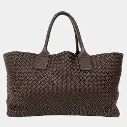 Pre Owned حقيبة بوتيغا فينيتا كابات متوسطة غنم جلد أنترشيو بنية