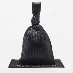 Pre Owned Bottega Veneta BV Twist Black Intrecciato Leather Clutch