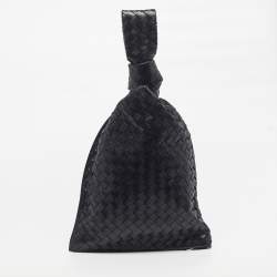 Pre Owned Bottega Veneta BV Twist Black Intrecciato Leather Clutch