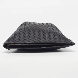 Pre Owned Bottega Veneta BV Twist Black Intrecciato Leather Clutch