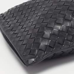 Pre Owned Bottega Veneta BV Twist Black Intrecciato Leather Clutch